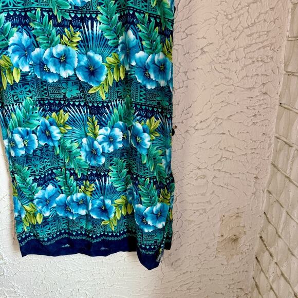 Vintage R&K Blue and Green Floral Maxi Dress - Picture 4 of 9